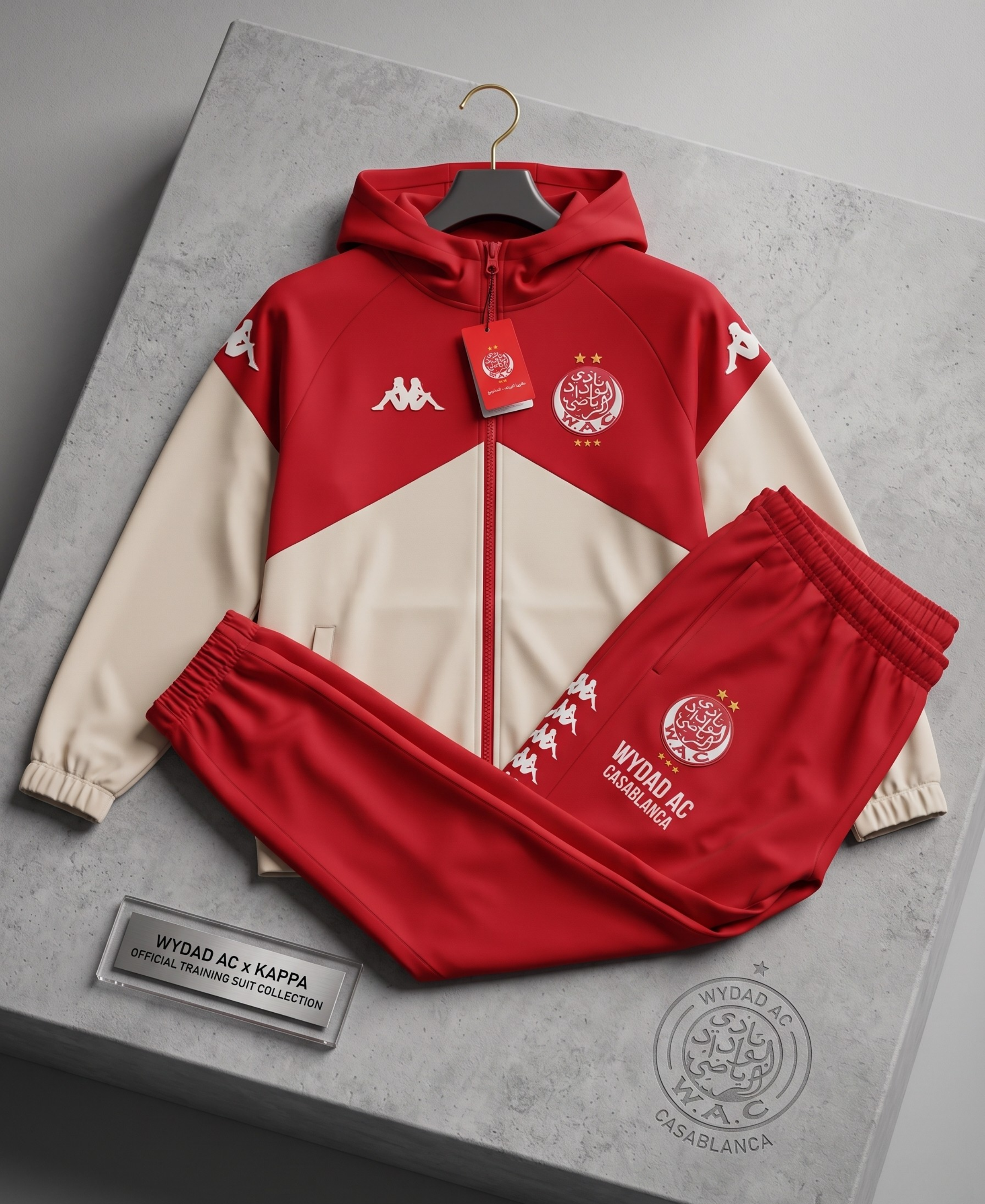 Wydad Athletic Club Veste+Pantalon 2025-2026 Beige et Rouge